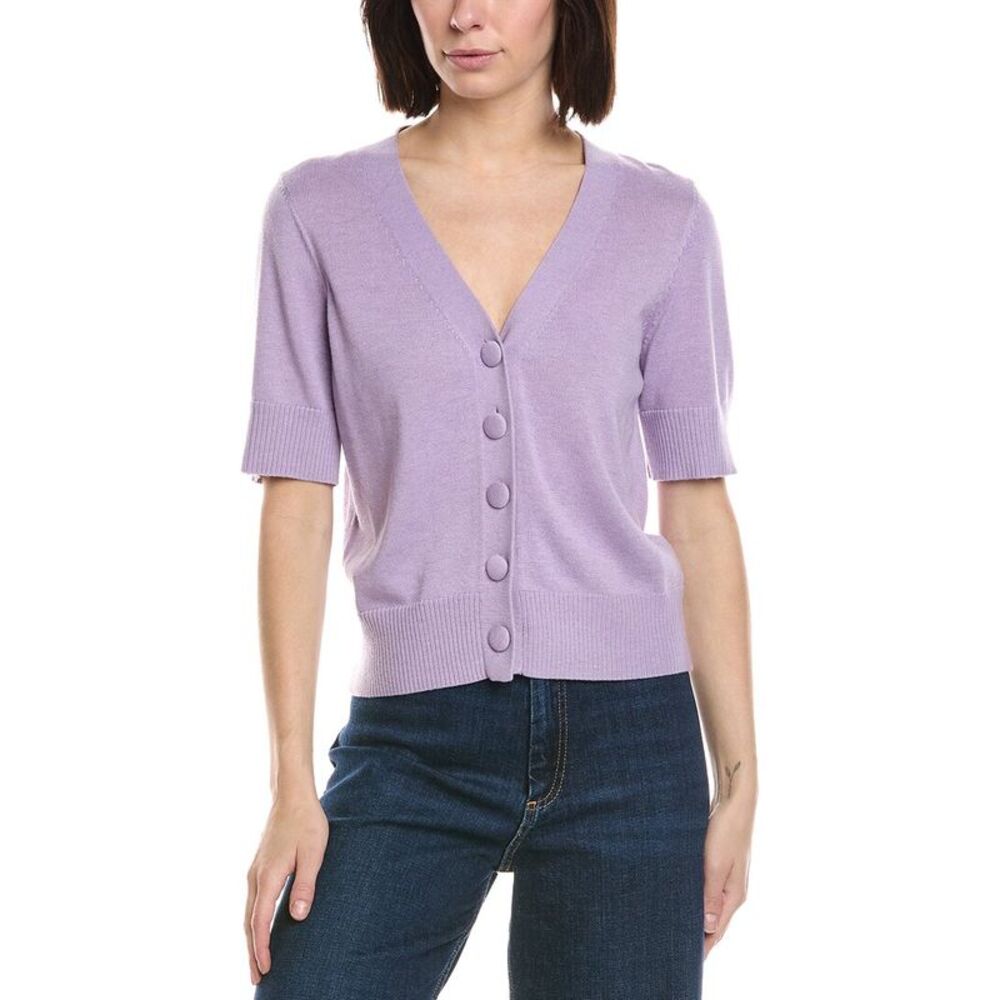 Cece Womens  V-Neck Wool-Blend Cardigan, Purple